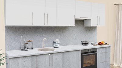 Кухня на заказ Белый глянец 6G Лиственница Камчатская